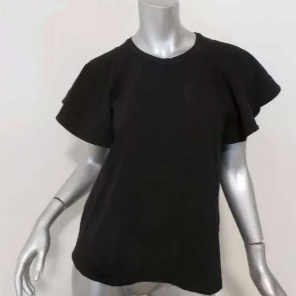 ALC Black Ruffle Short Sleeve Top/Tee